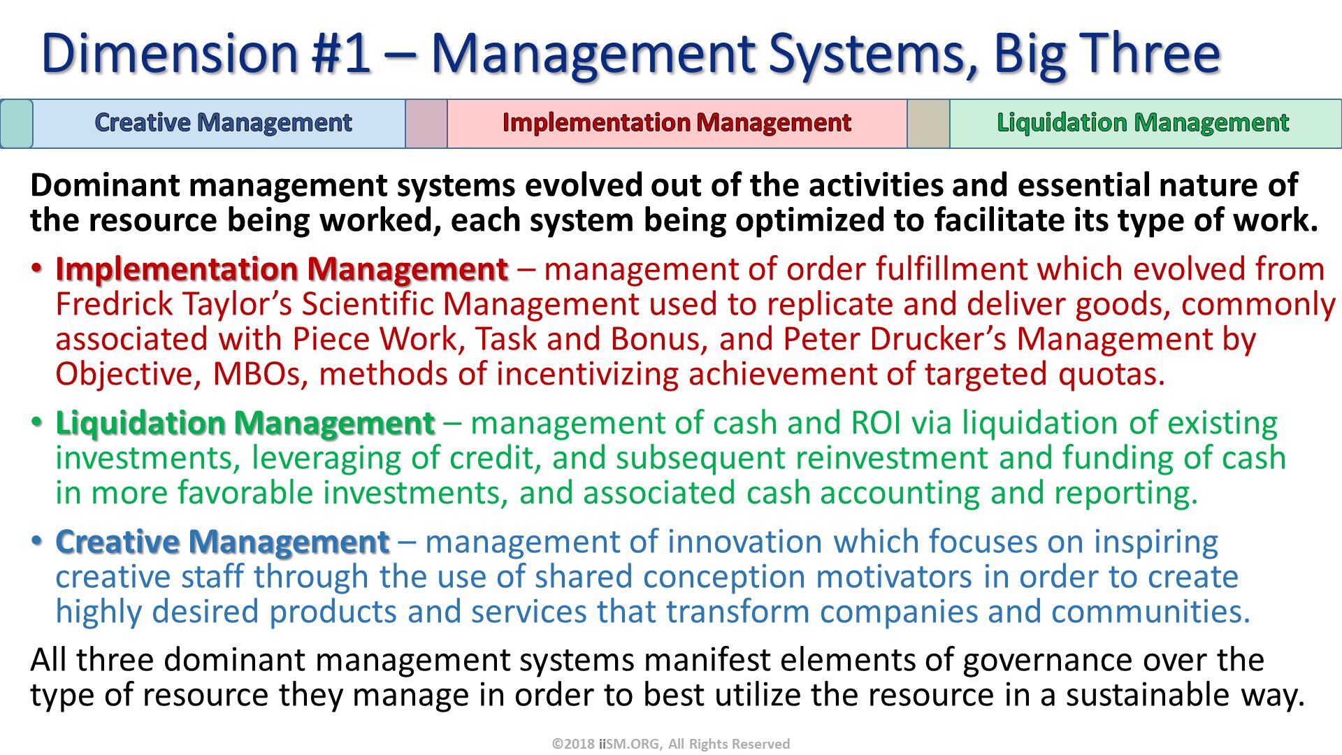 Dimension 1 Management Systems, Three Types